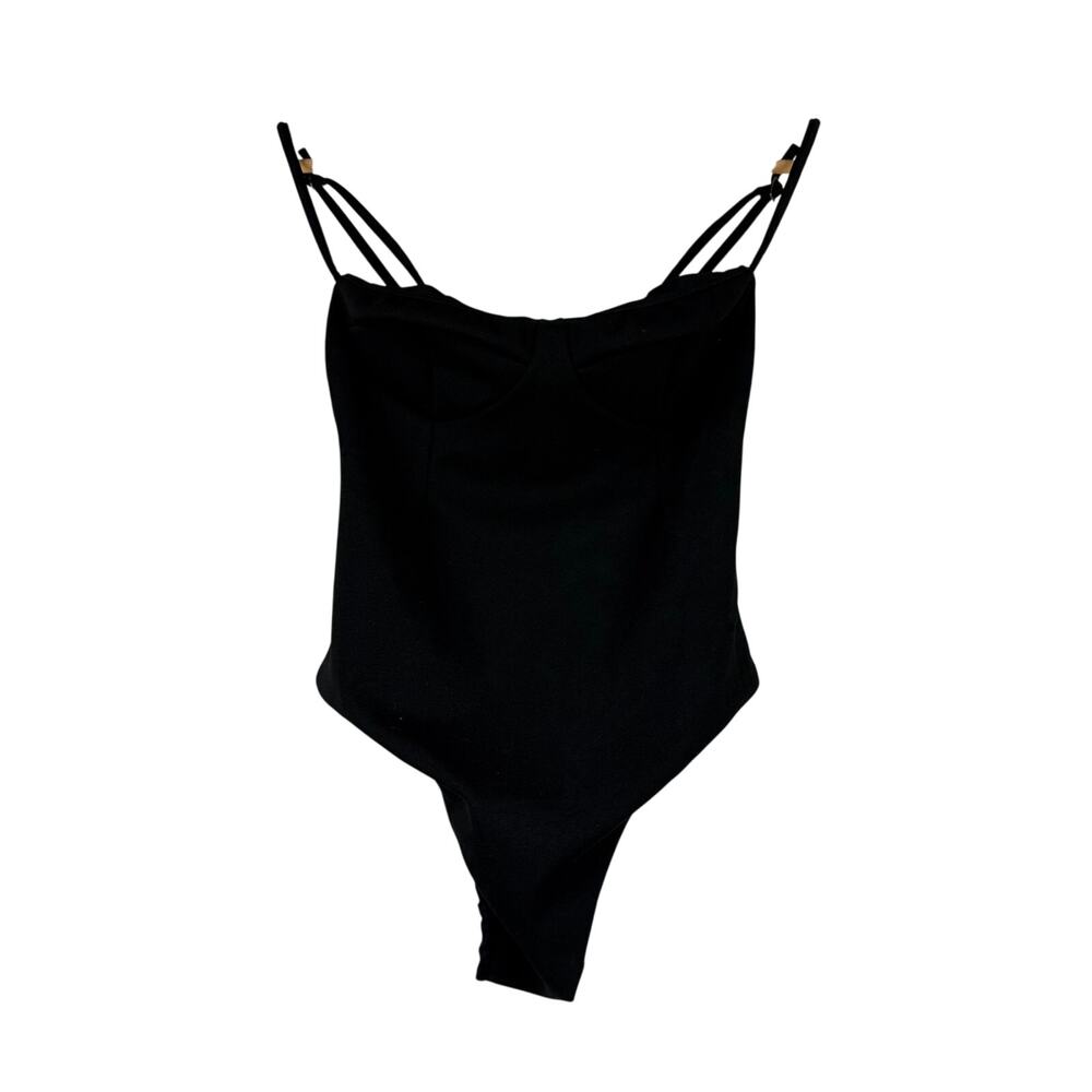 Haight NWOT Crepe Vintage Swimsuit Black Size L Adjustable Strap Underwire - Picture 3 of 10